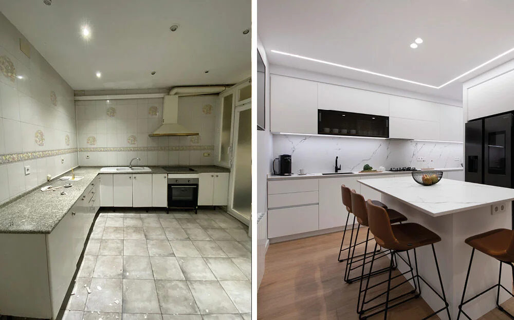 Antes y después reforma de baño en Madrid — proyecto AL2 2