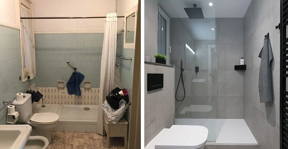 Antes y después reforma de baño en Madrid — proyecto AL2 7